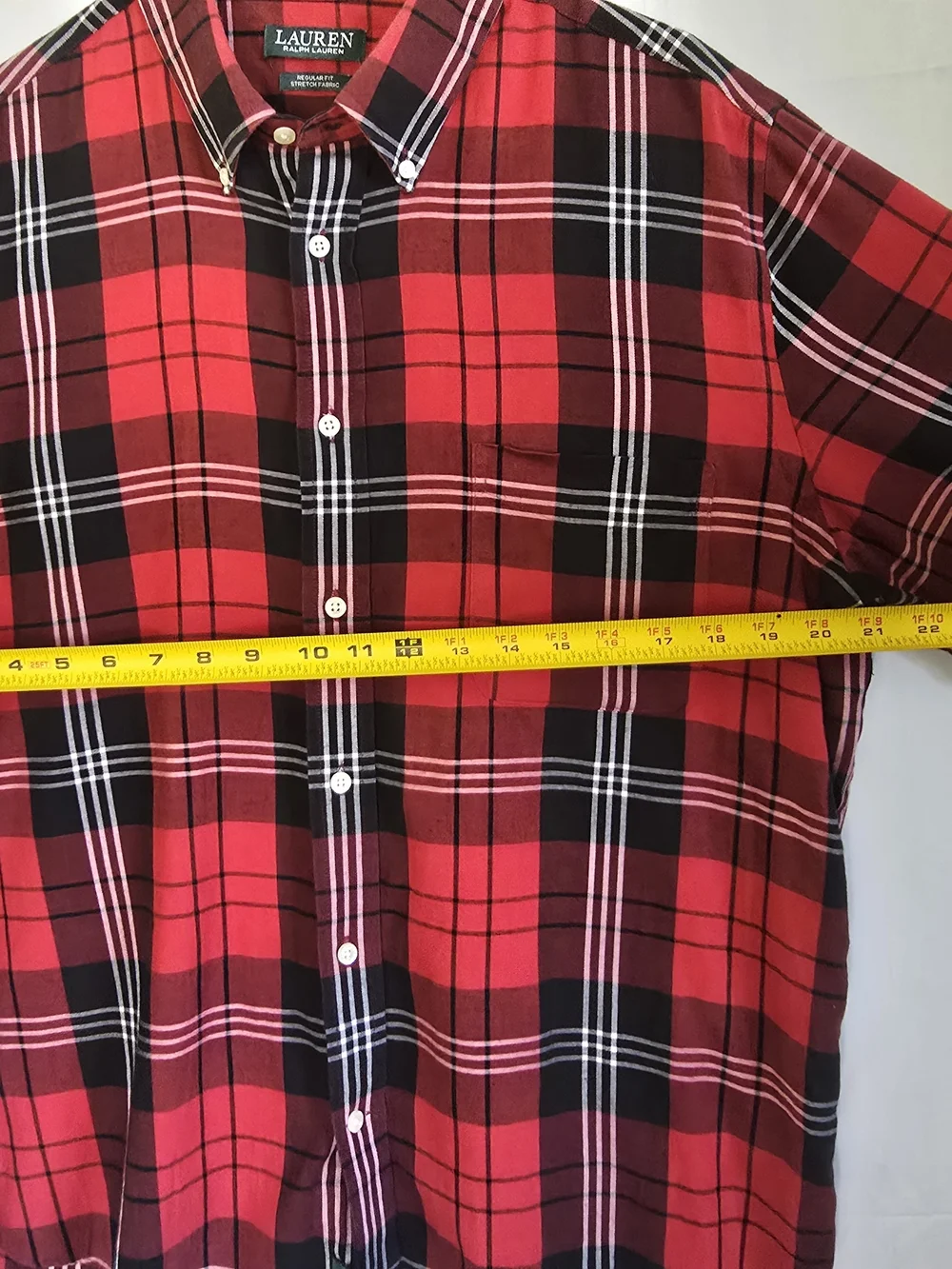 Polo by Ralph Lauren Red and Black Plaid Button-Down Shirt with White Accents